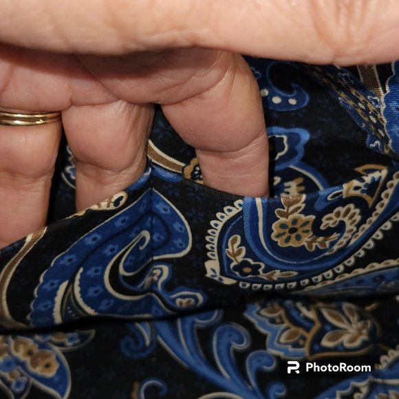 Vera Bradley Windsor Sm Two Handled Purse Blue Black Magnetic Snap Close Retired - Picture 3 of 7